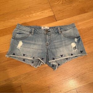 Pull&Bear Light Blue Embroidered Jean Shorts